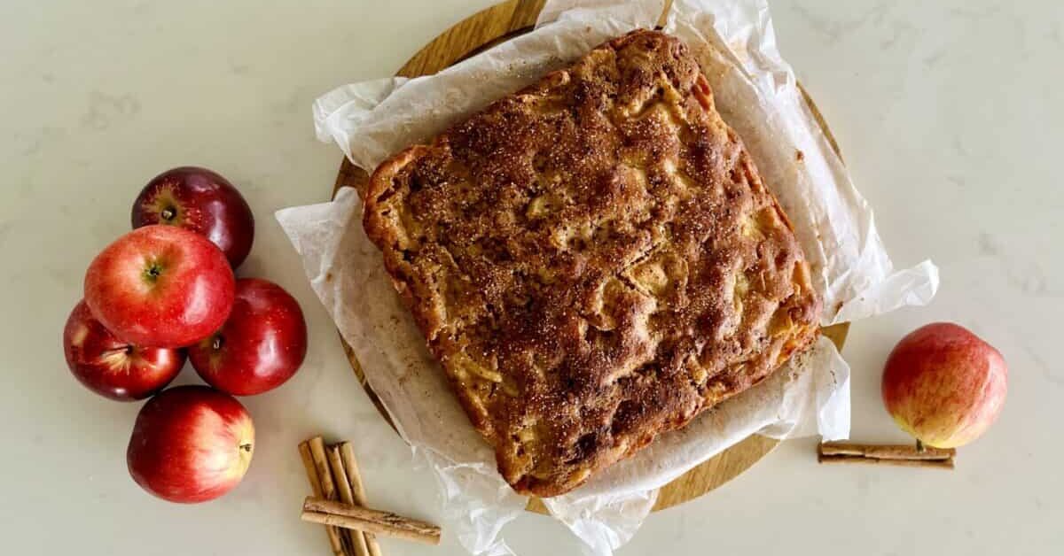 Apple cake on display